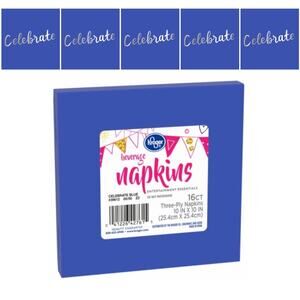 12 Packs Kroger Blue Three-Ply Napkin 10”x10” 16ct total 192ct “Celebrate” print